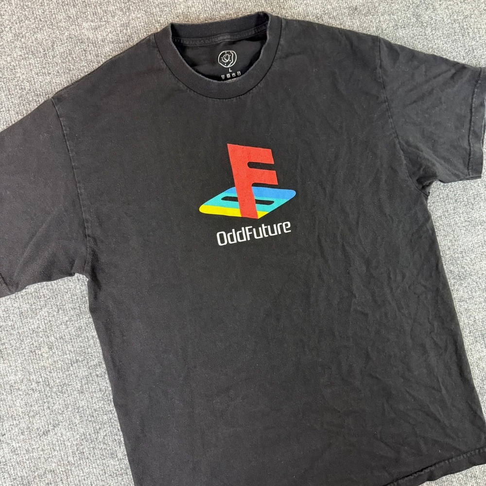 Odd Future x PlayStation Logo Graphic T-Shirt Mens Black Cotton Tee Size Large